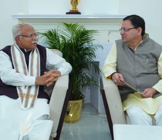 CM Dhami Meet Manohar Lal Khattar