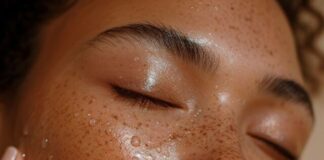 Woman applying facial serum drops skin adult perfection.